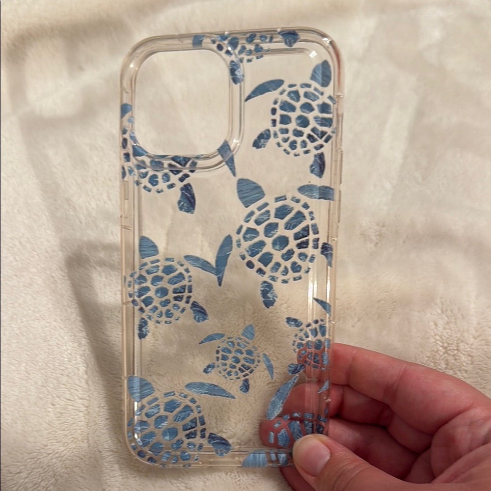 Turtle Pattern Clear Phone Case - Blue